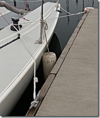 spring lines and dock cleats at the slip